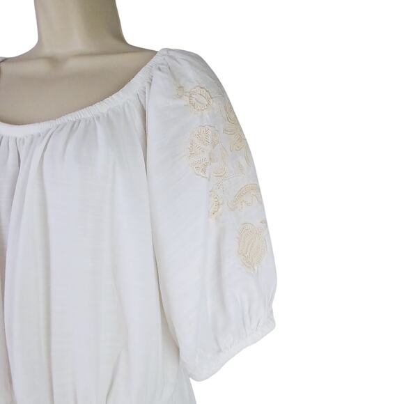 Knox Rose Women's SZ L White Tiered Dress With Shoulder Embroidery NWT - Picture 3 of 9